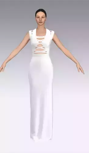 White cross strap dress  deep v neckline