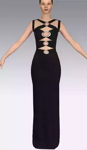 Black chic dress and  metalic ring 