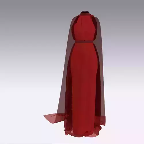 Red dress and ruffled look vual  Low-poly 3D model
