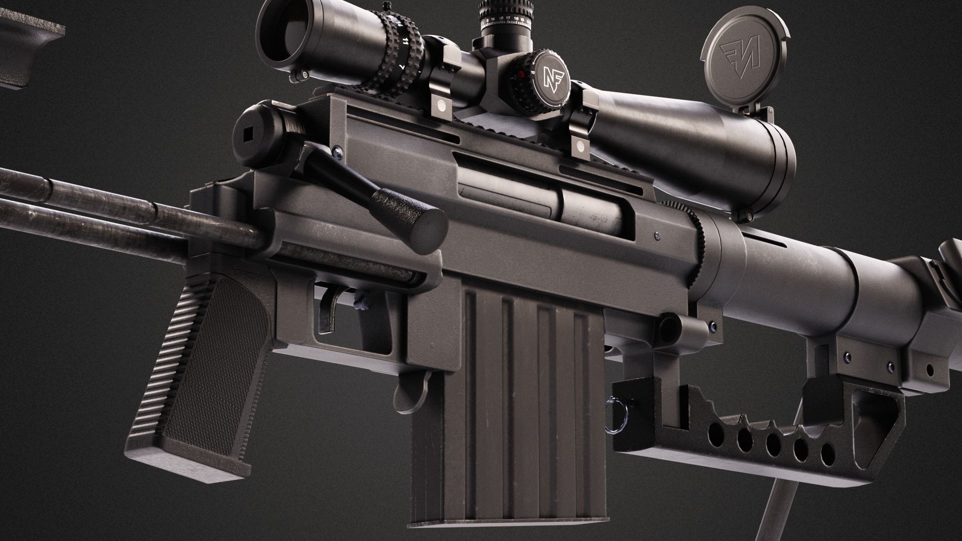 M200 Cheytac Intervention Low-poly 3D model_7