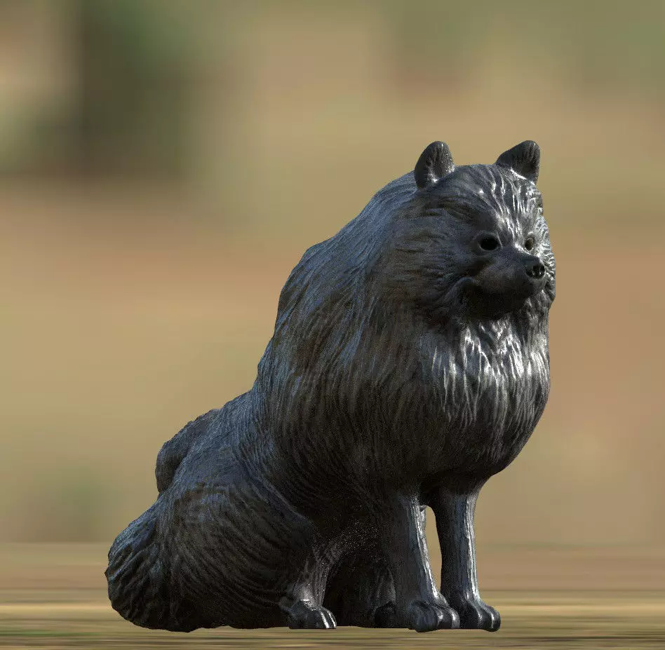 Pomeranian sculpture of dog sitting 3D print model 3D print model