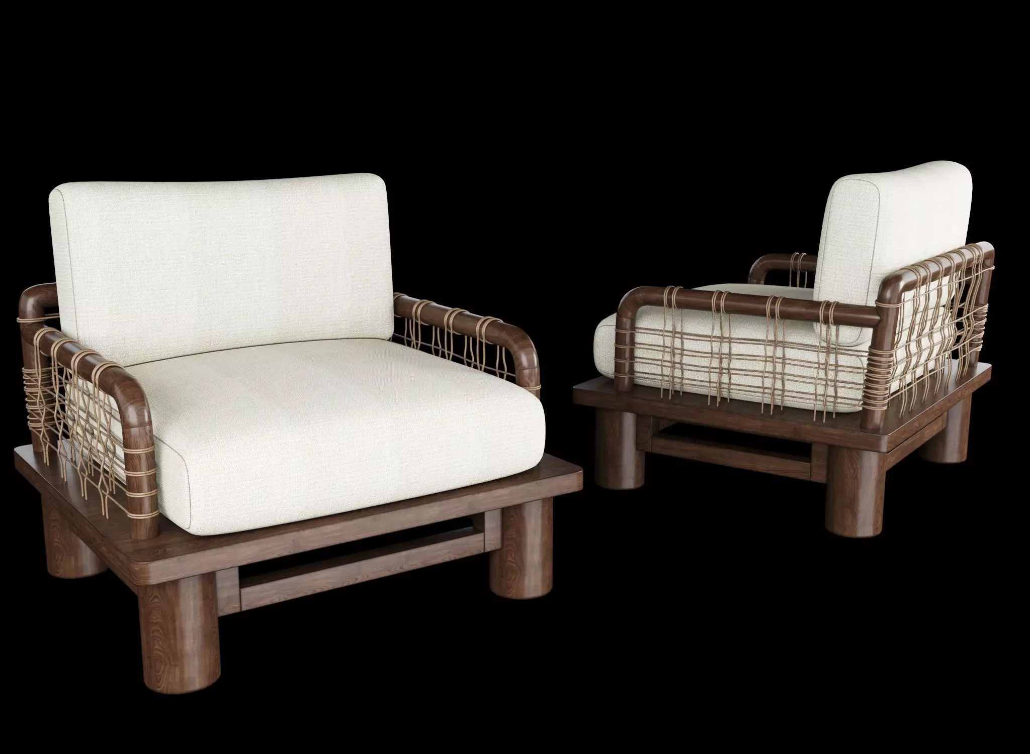 Dowelwood armchair Low-poly 3D model