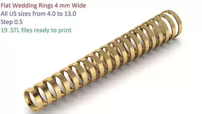 Flat Wedding Rings 4 mm Wide US SIZES