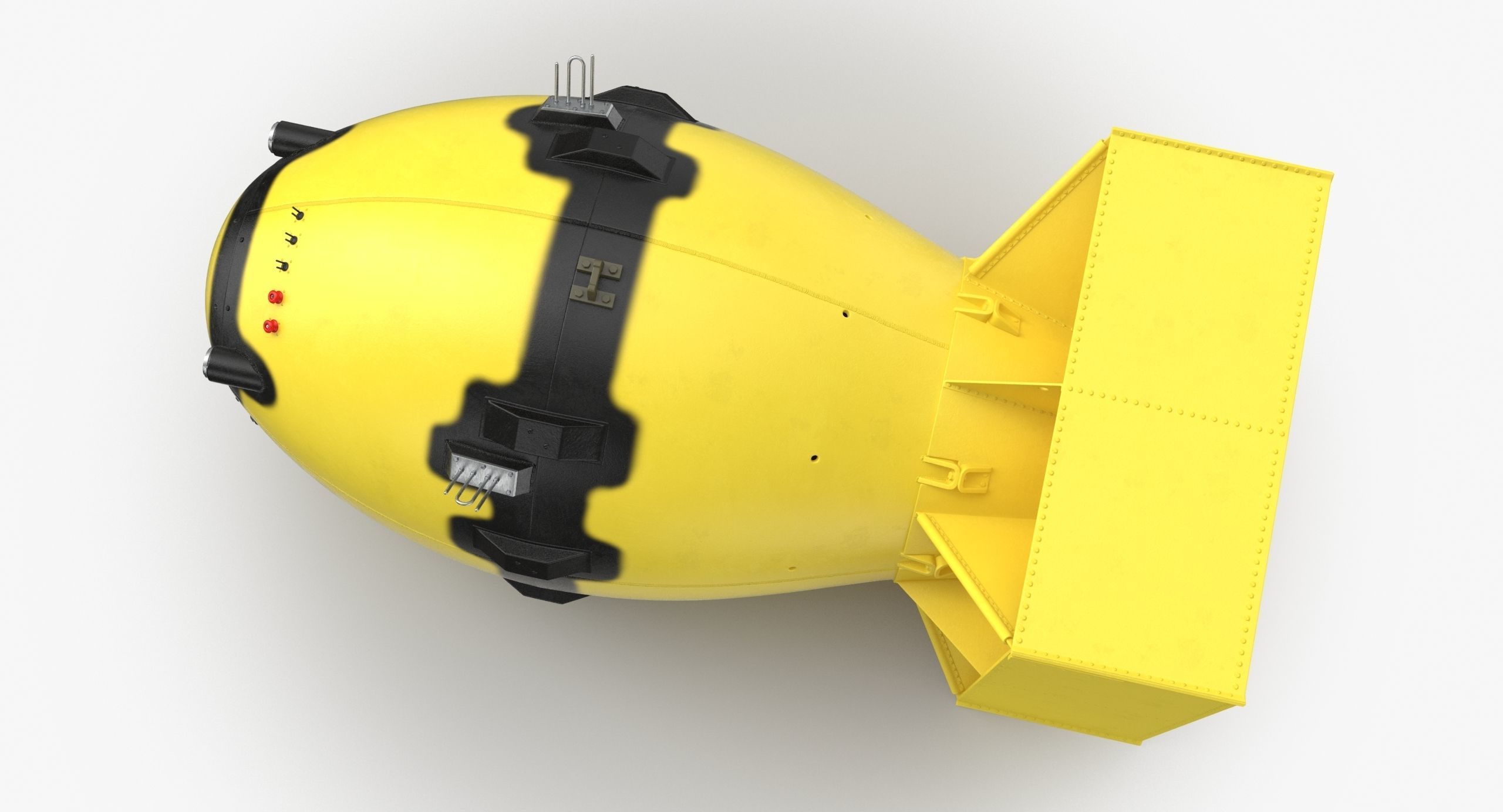 Fat Man Nuclear Bomb Yellow Low-poly 3D model_17