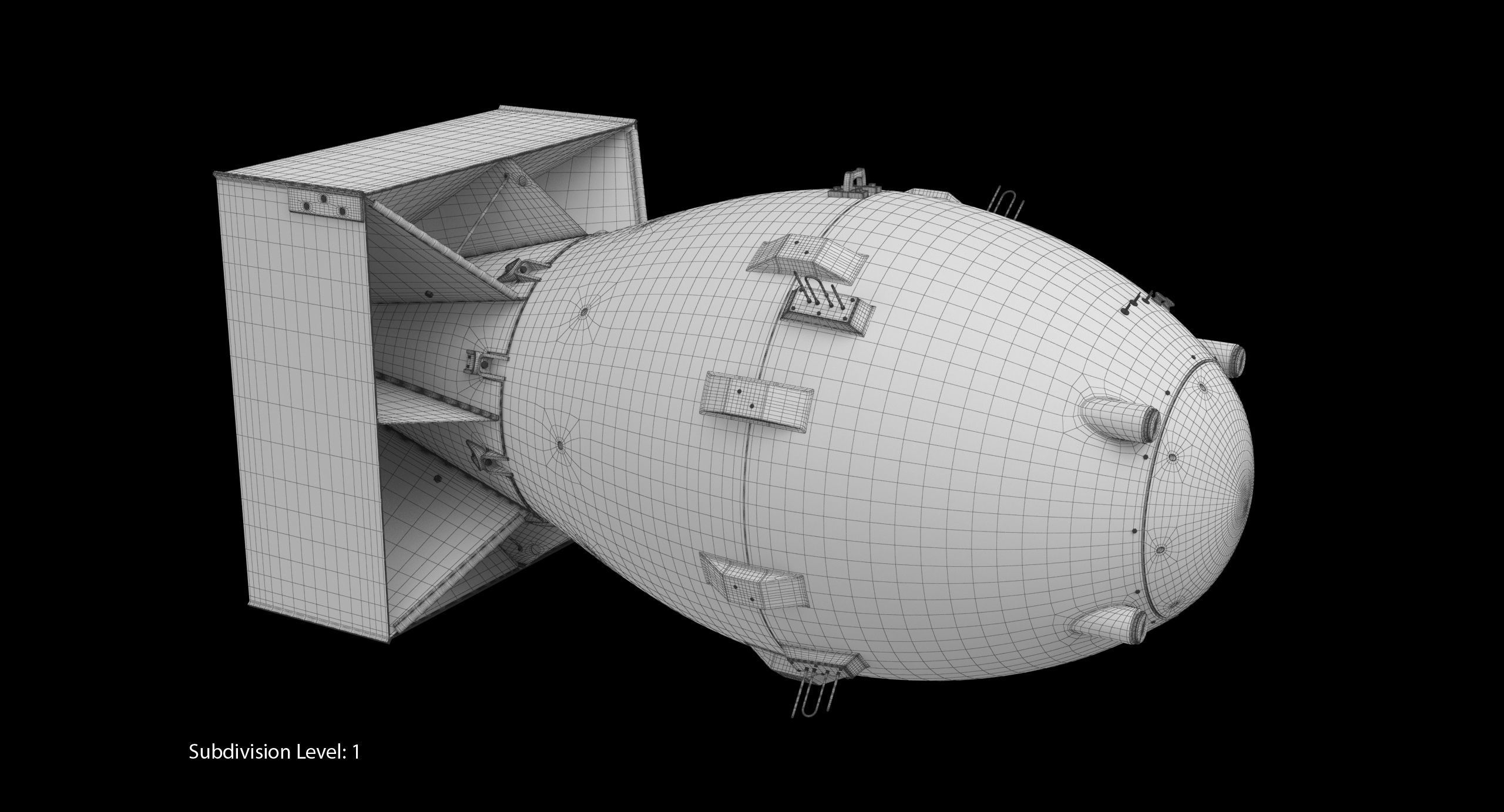 Fat Man Nuclear Bomb Yellow Low-poly 3D model_10