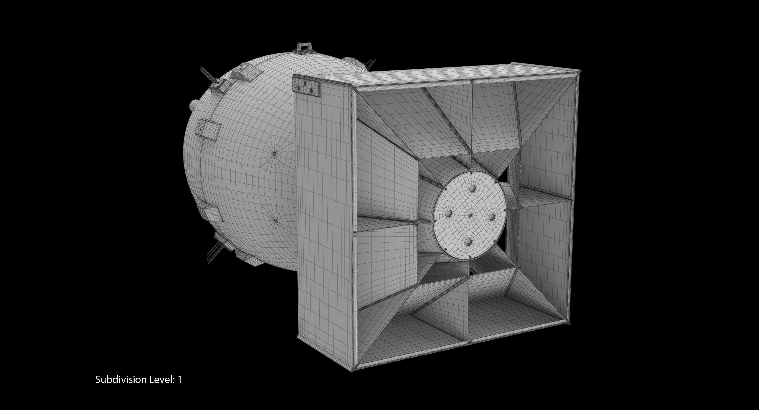 Fat Man Nuclear Bomb Yellow Low-poly 3D model_16