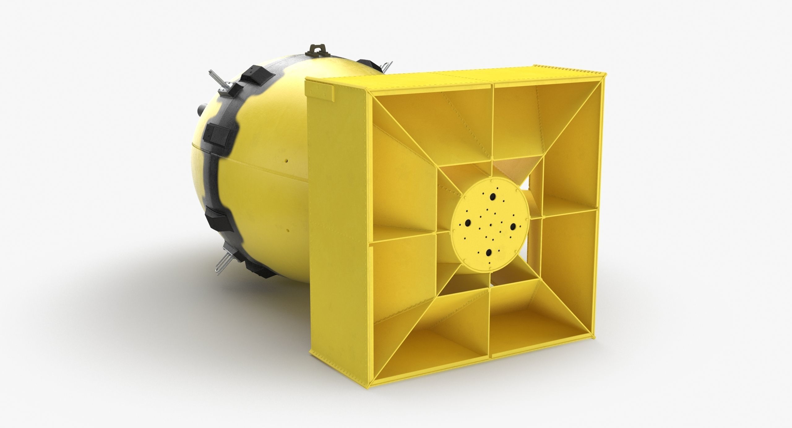 Fat Man Nuclear Bomb Yellow Low-poly 3D model_14