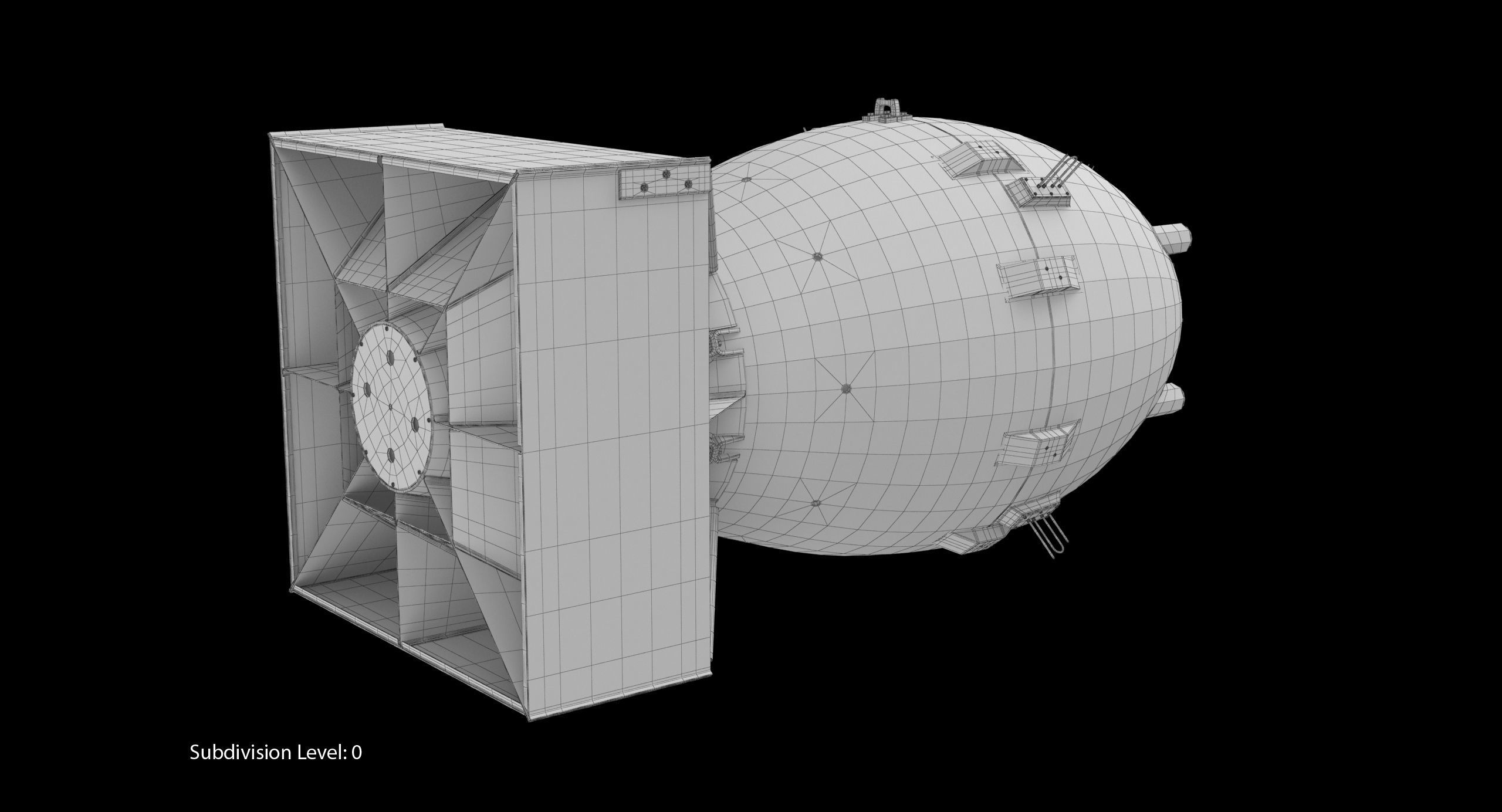 Fat Man Nuclear Bomb Yellow Low-poly 3D model_12