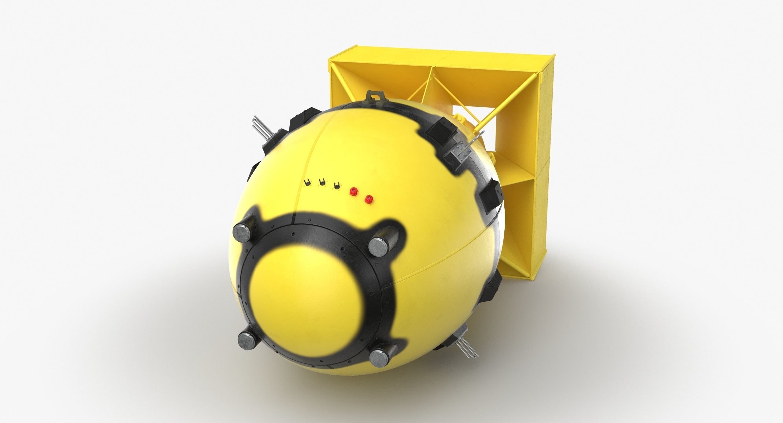 Fat Man Nuclear Bomb Yellow Low-poly 3D model_5