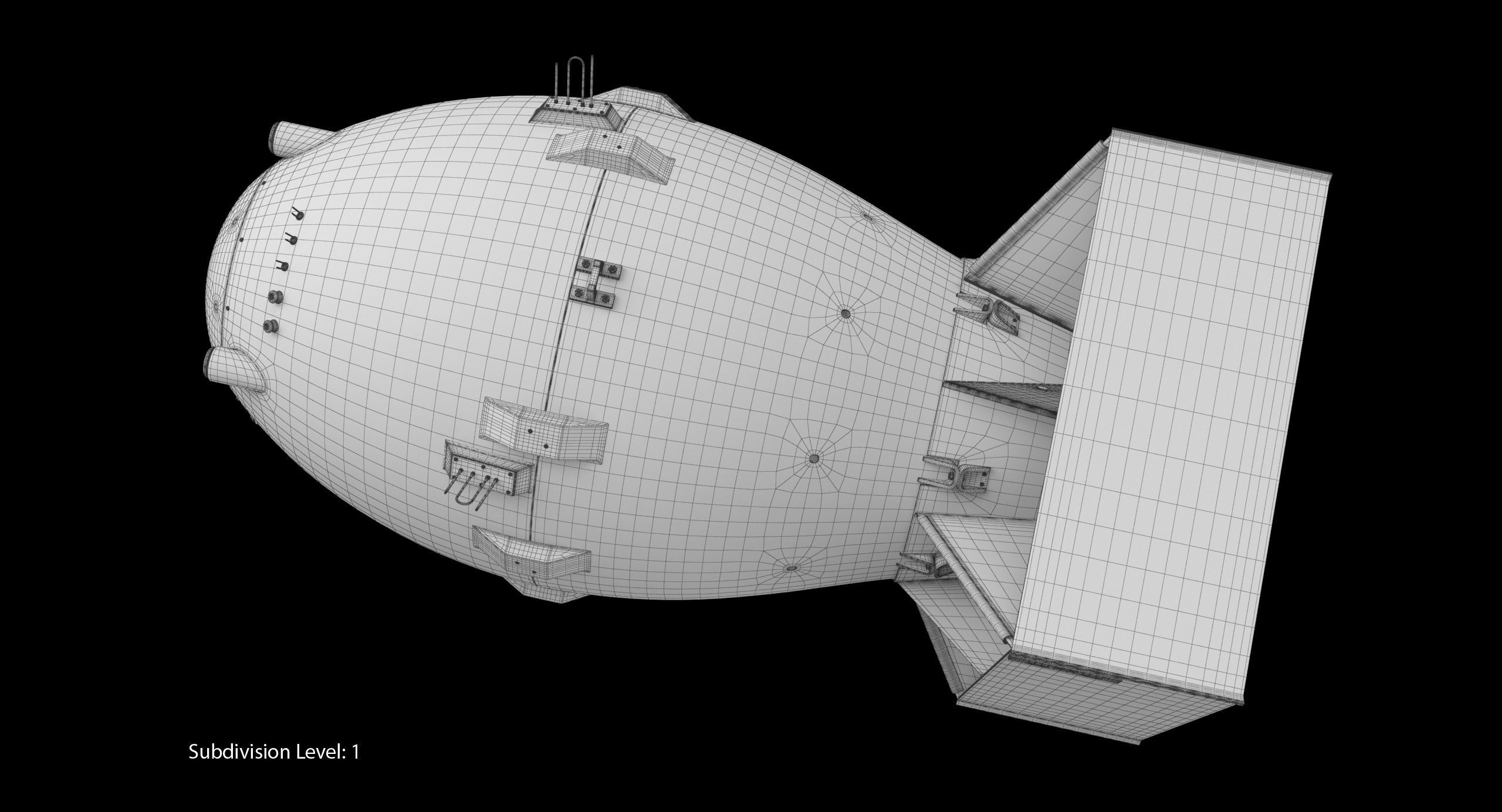 Fat Man Nuclear Bomb Yellow Low-poly 3D model_19