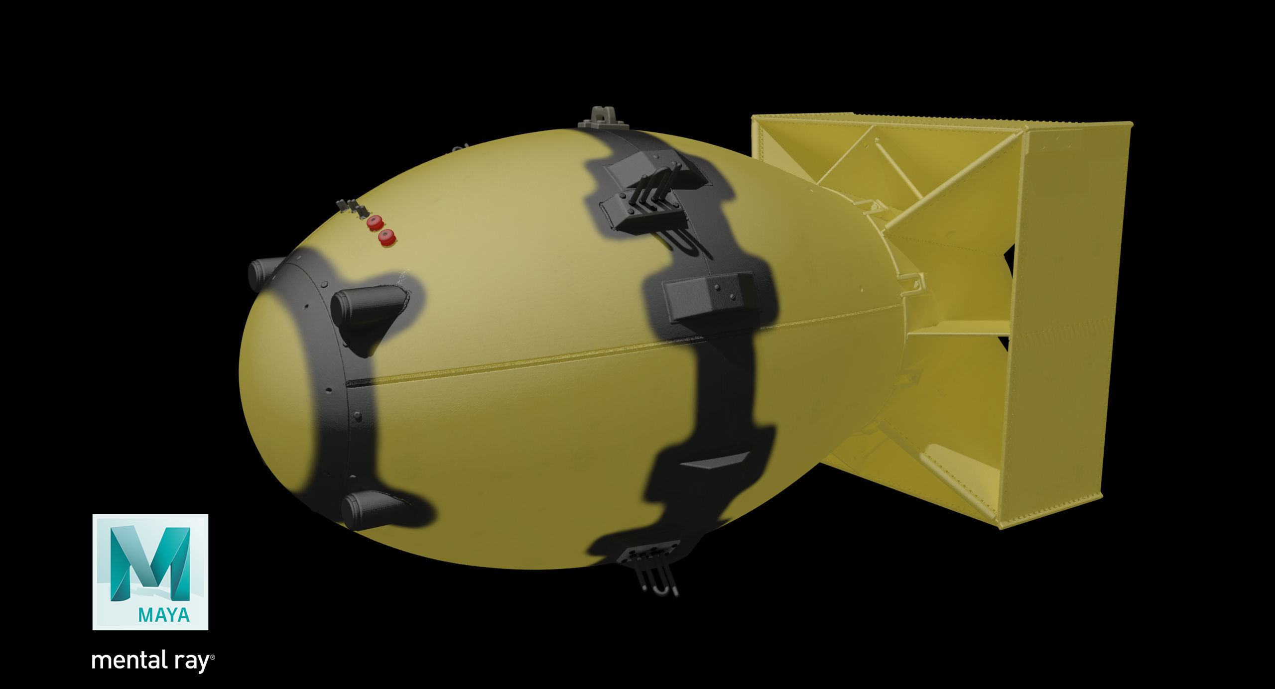 Fat Man Nuclear Bomb Yellow Low-poly 3D model_23