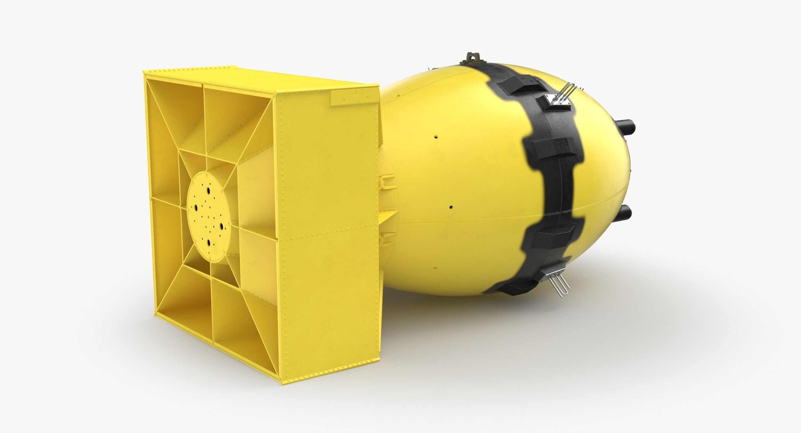 Fat Man Nuclear Bomb Yellow Low-poly 3D model_11