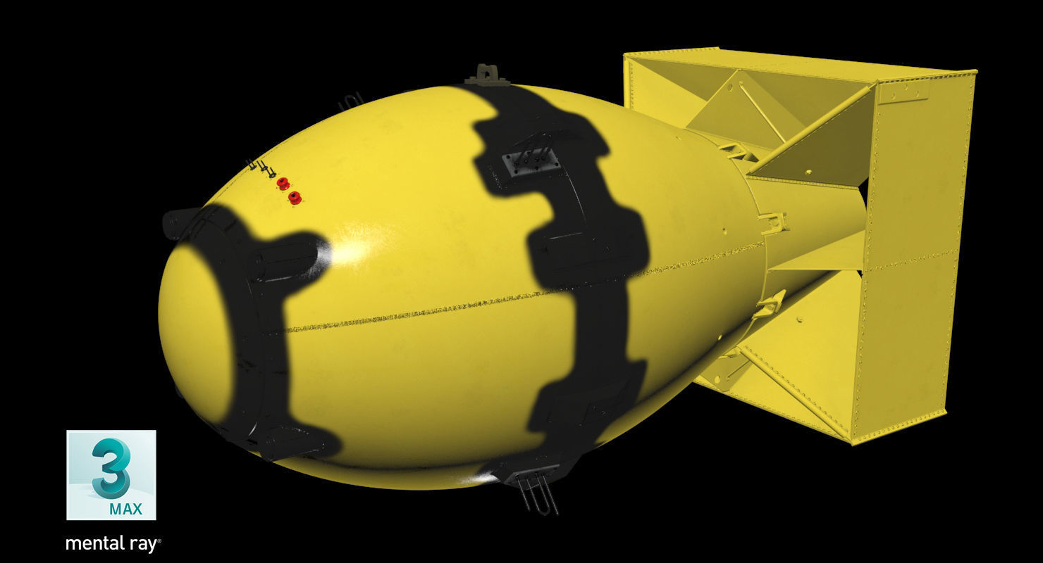 Fat Man Nuclear Bomb Yellow Low-poly 3D model_24