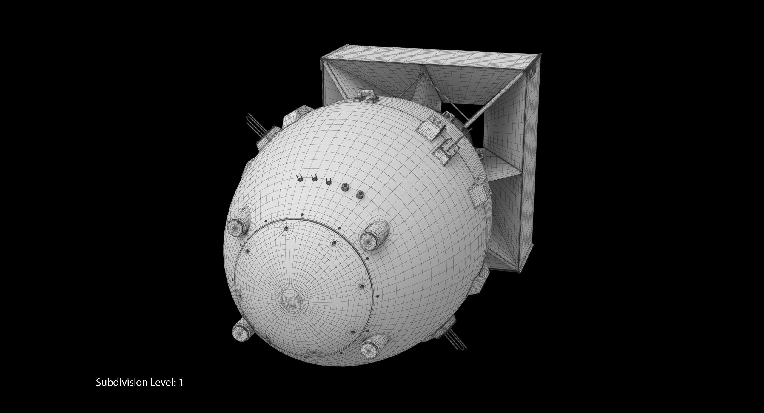 Fat Man Nuclear Bomb Yellow Low-poly 3D model_7