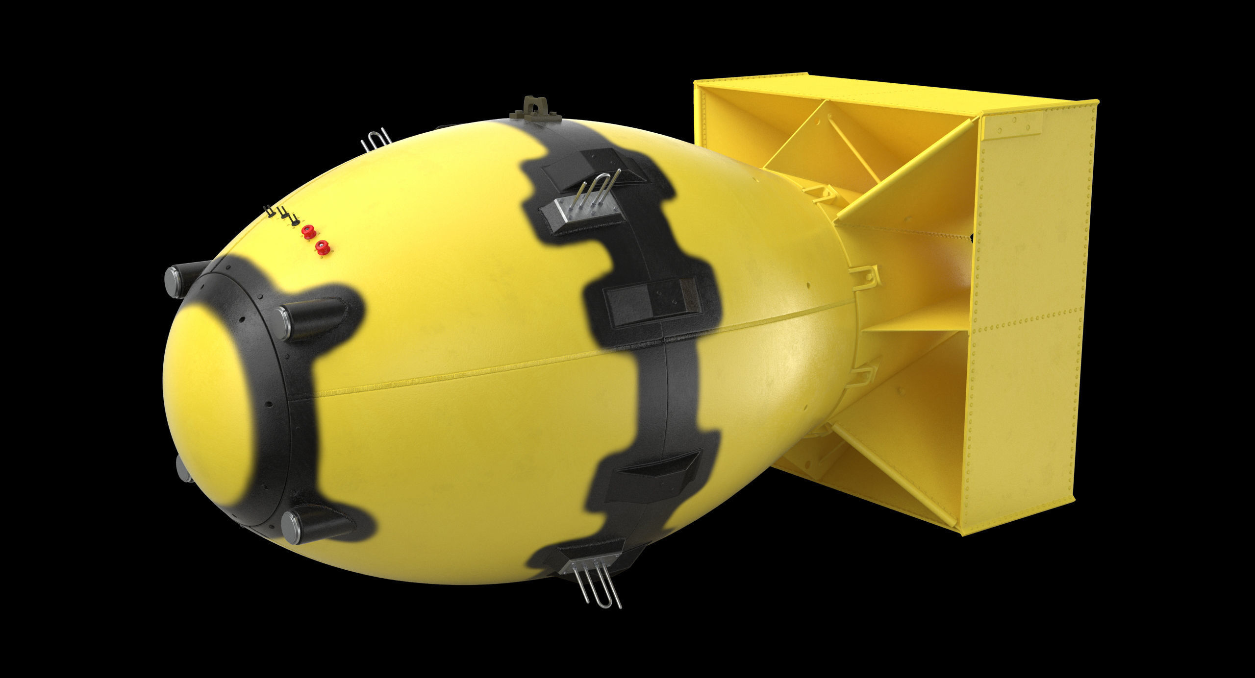 Fat Man Nuclear Bomb Yellow Low-poly 3D model_2