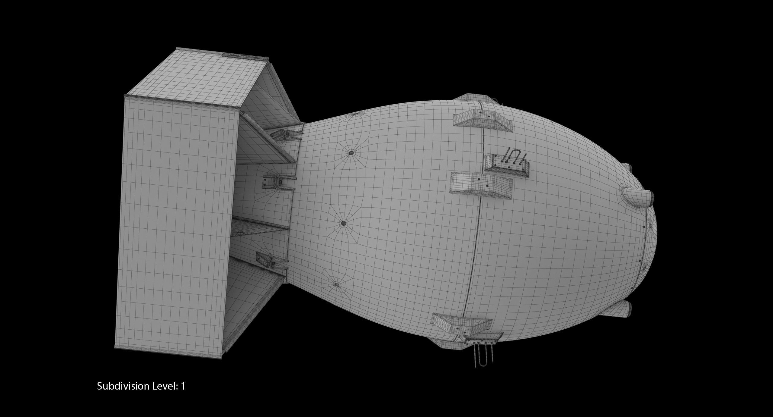 Fat Man Nuclear Bomb Yellow Low-poly 3D model_22