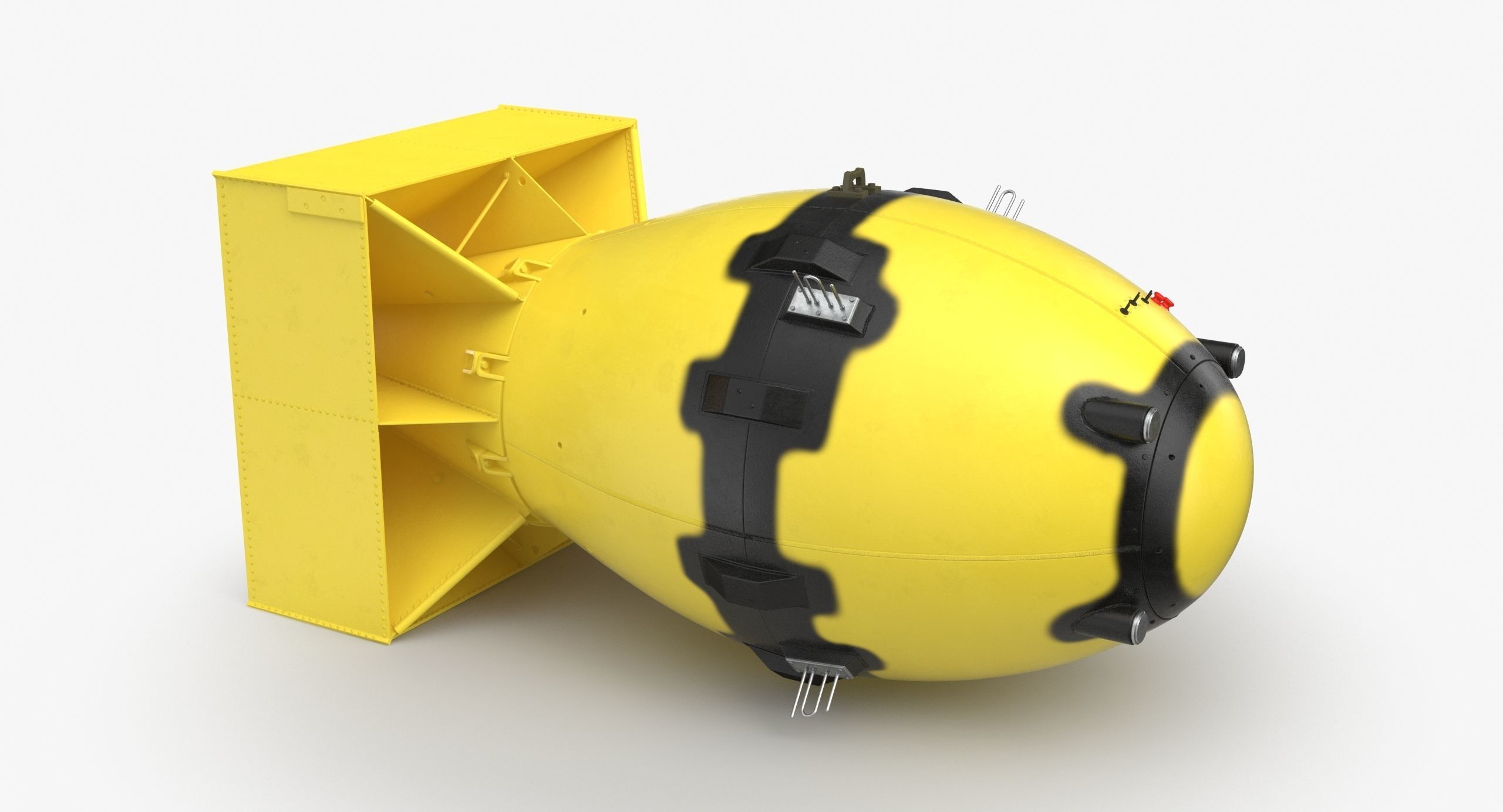 Fat Man Nuclear Bomb Yellow Low-poly 3D model_8
