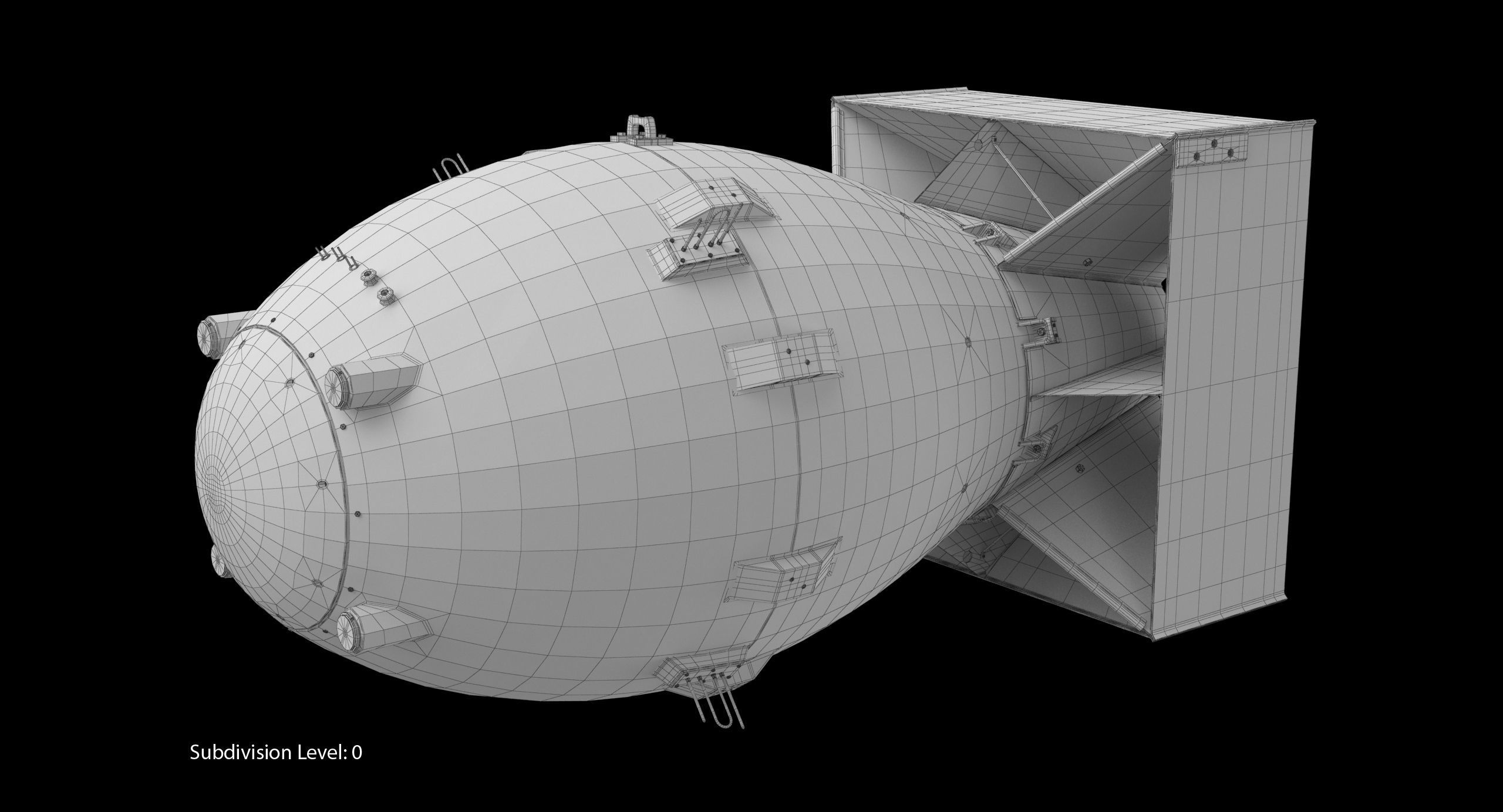 Fat Man Nuclear Bomb Yellow Low-poly 3D model_3