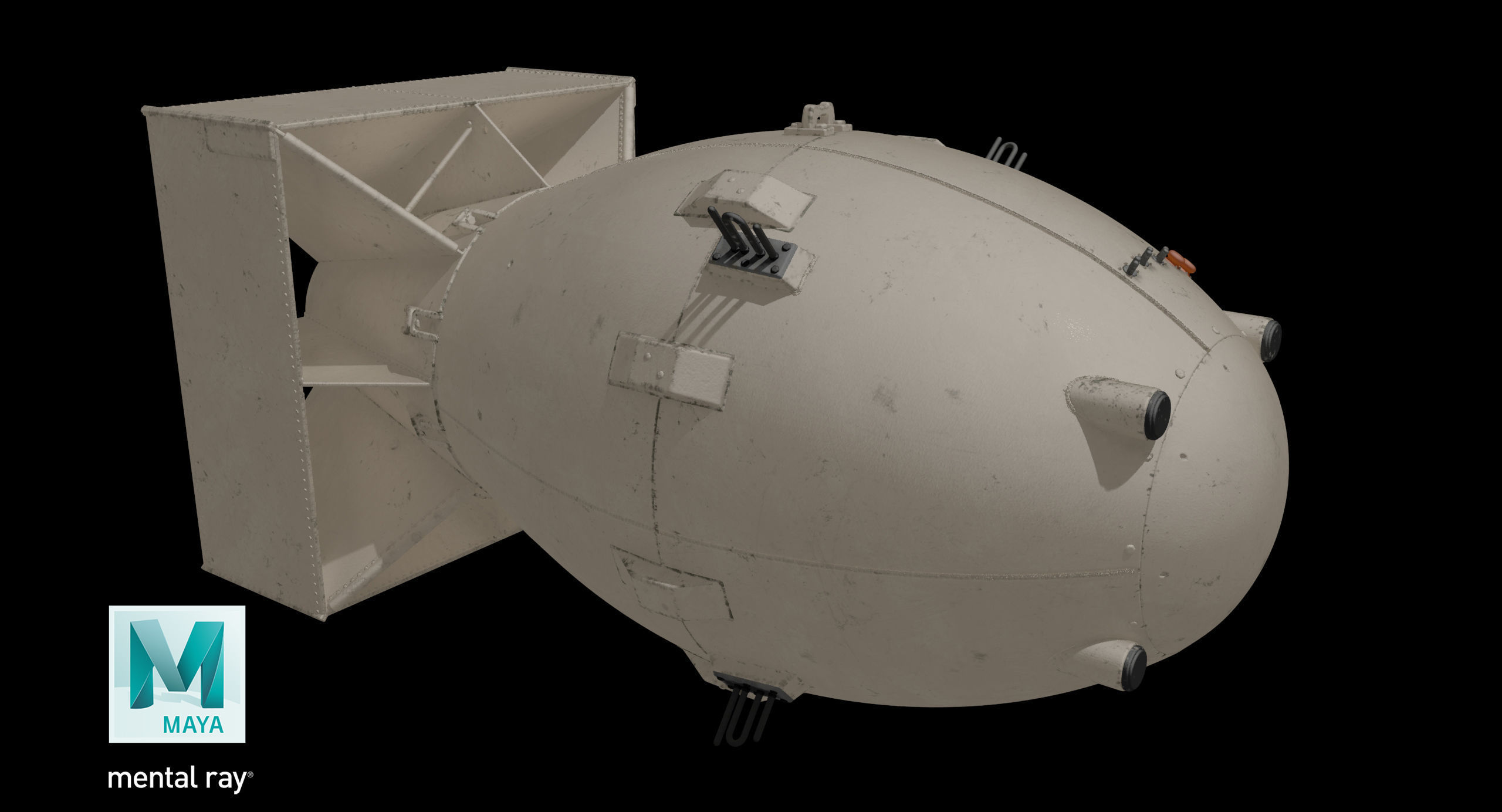 Fat Man Nuclear Bomb Sandy Low-poly 3D model_23