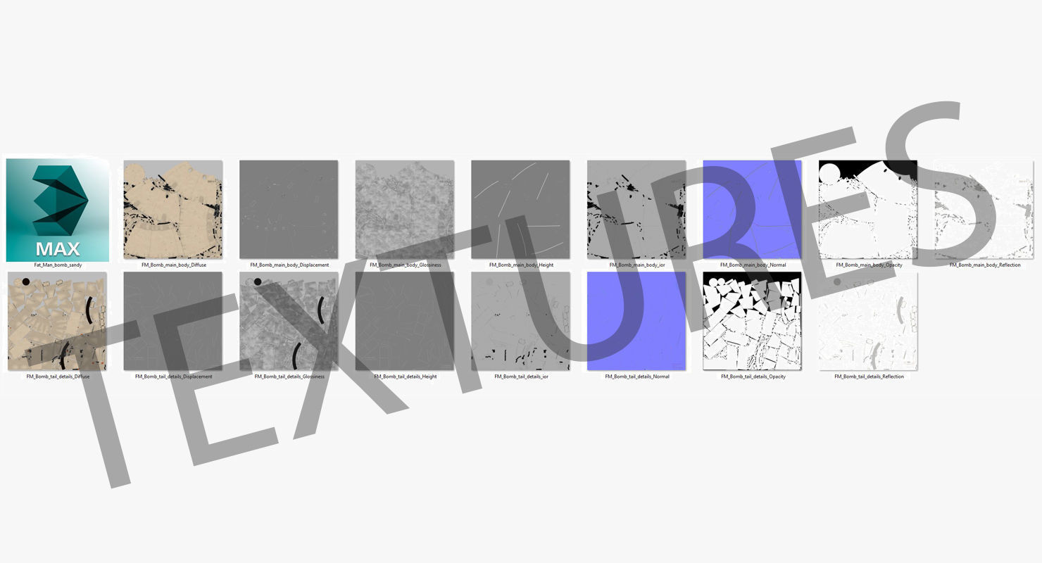 Fat Man Nuclear Bomb Sandy Low-poly 3D model_26