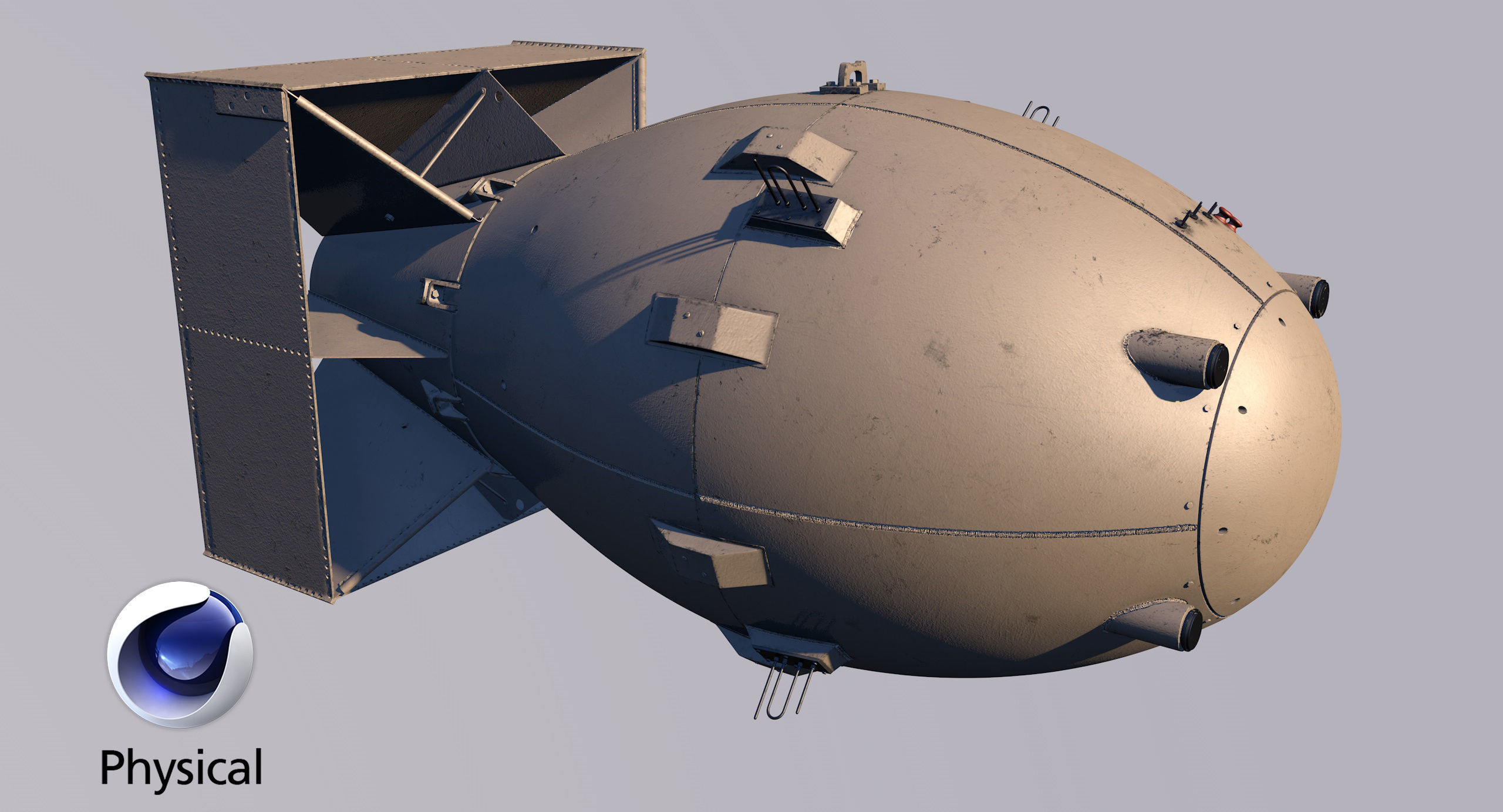 Fat Man Nuclear Bomb Sandy Low-poly 3D model_22