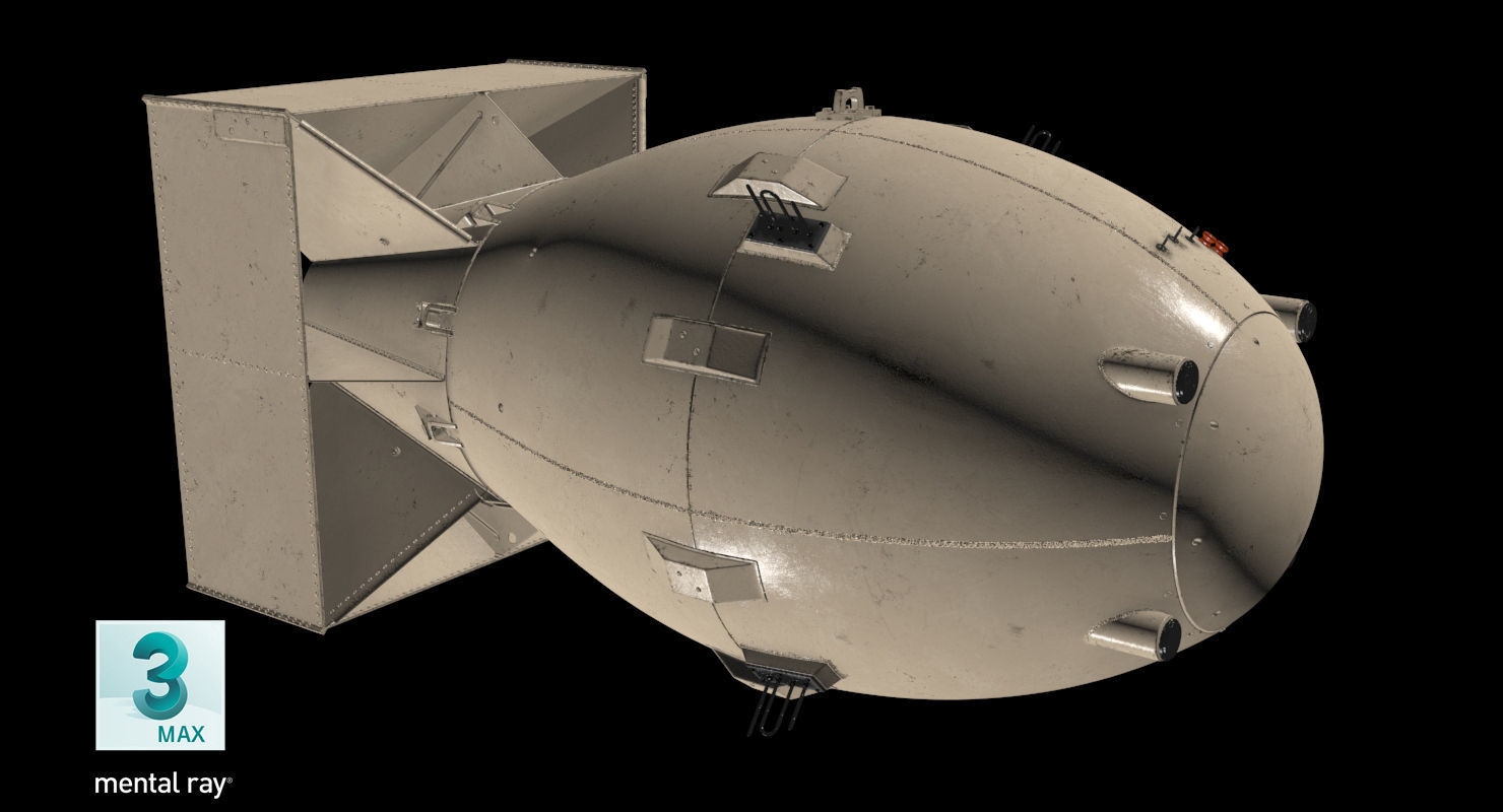 Fat Man Nuclear Bomb Sandy Low-poly 3D model_24