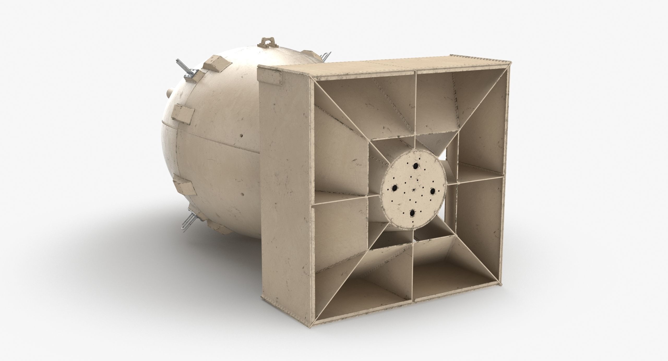 Fat Man Nuclear Bomb Sandy Low-poly 3D model_13