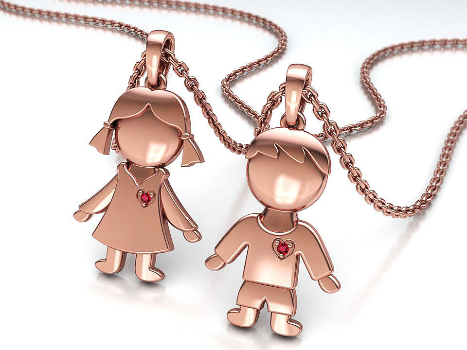 GIRL and BOY PENDANTS BIRTH NECKLACES CHILD PENDANT 3D Model Collection_3