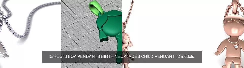 GIRL and BOY PENDANTS BIRTH NECKLACES CHILD PENDANT 3D Model Collection_1