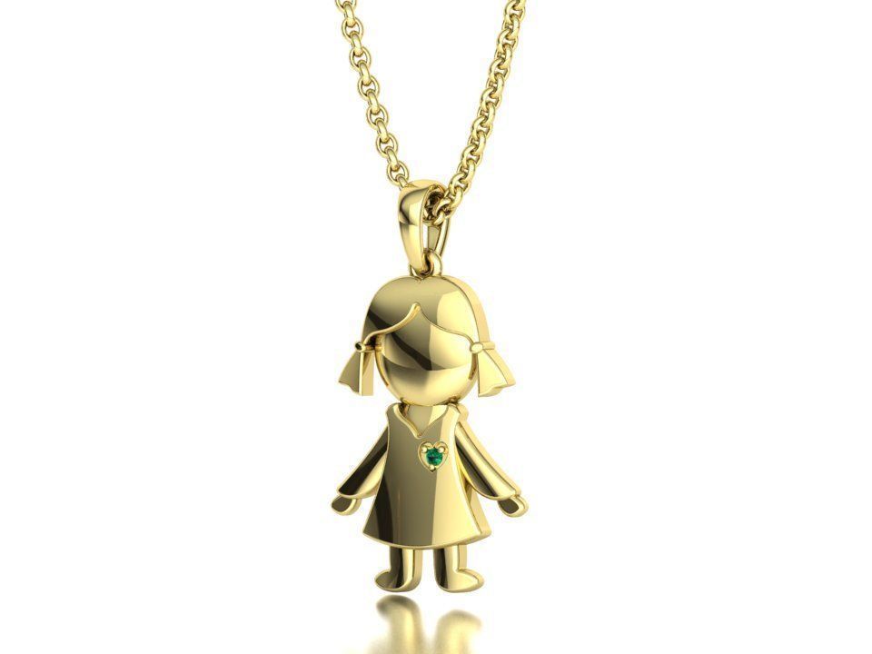 GIRL and BOY PENDANTS BIRTH NECKLACES CHILD PENDANT 3D Model Collection_13