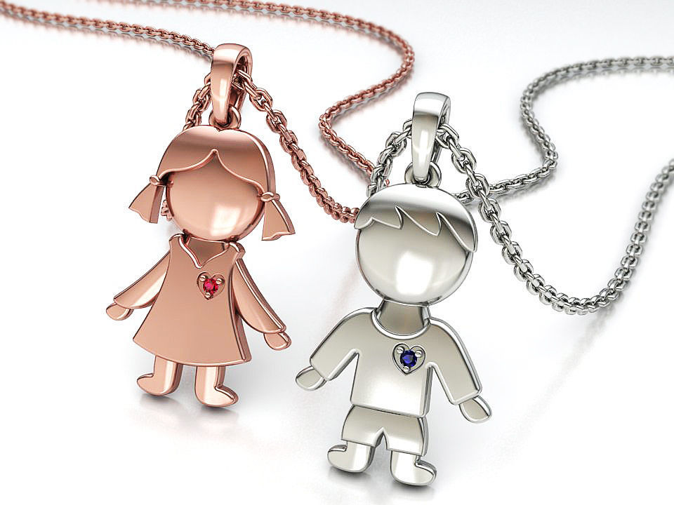 GIRL and BOY PENDANTS BIRTH NECKLACES CHILD PENDANT 3D Model Collection_2