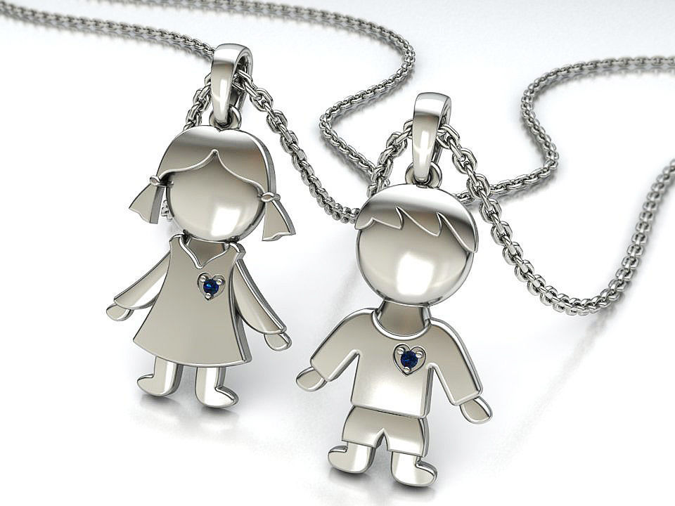 GIRL and BOY PENDANTS BIRTH NECKLACES CHILD PENDANT 3D Model Collection_5