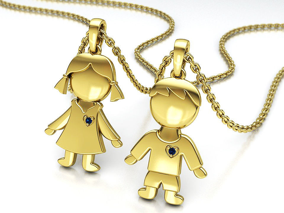GIRL and BOY PENDANTS BIRTH NECKLACES CHILD PENDANT 3D Model Collection_4