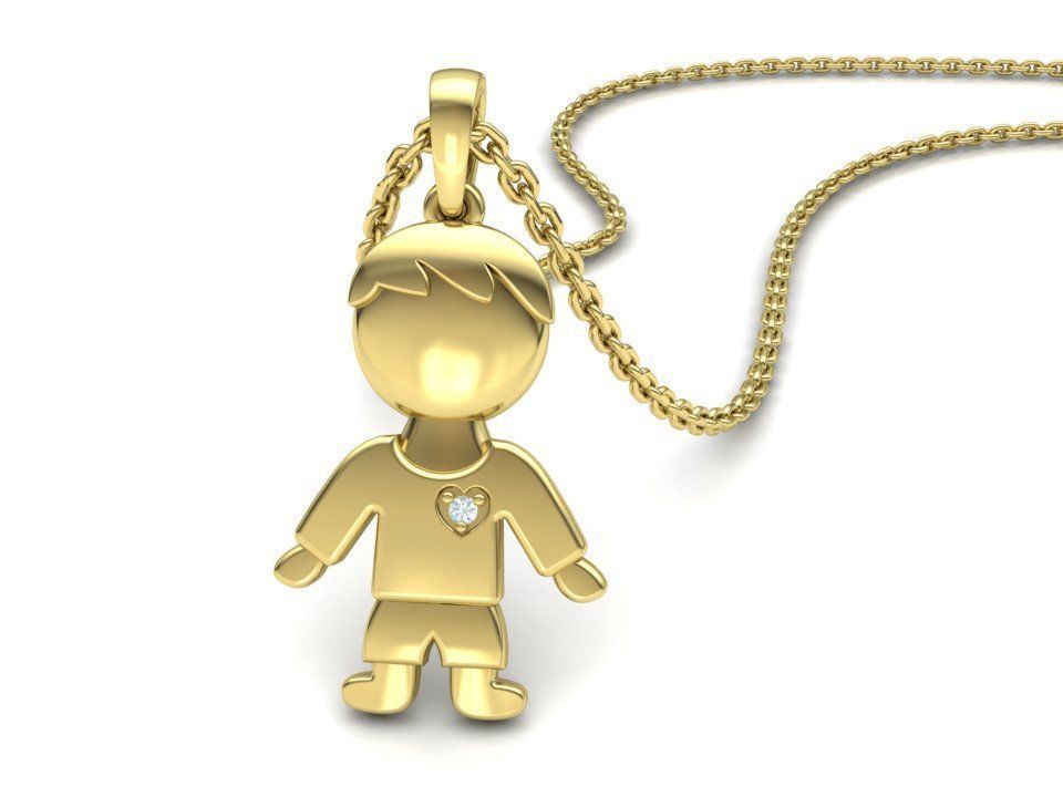 GIRL and BOY PENDANTS BIRTH NECKLACES CHILD PENDANT 3D Model Collection_19