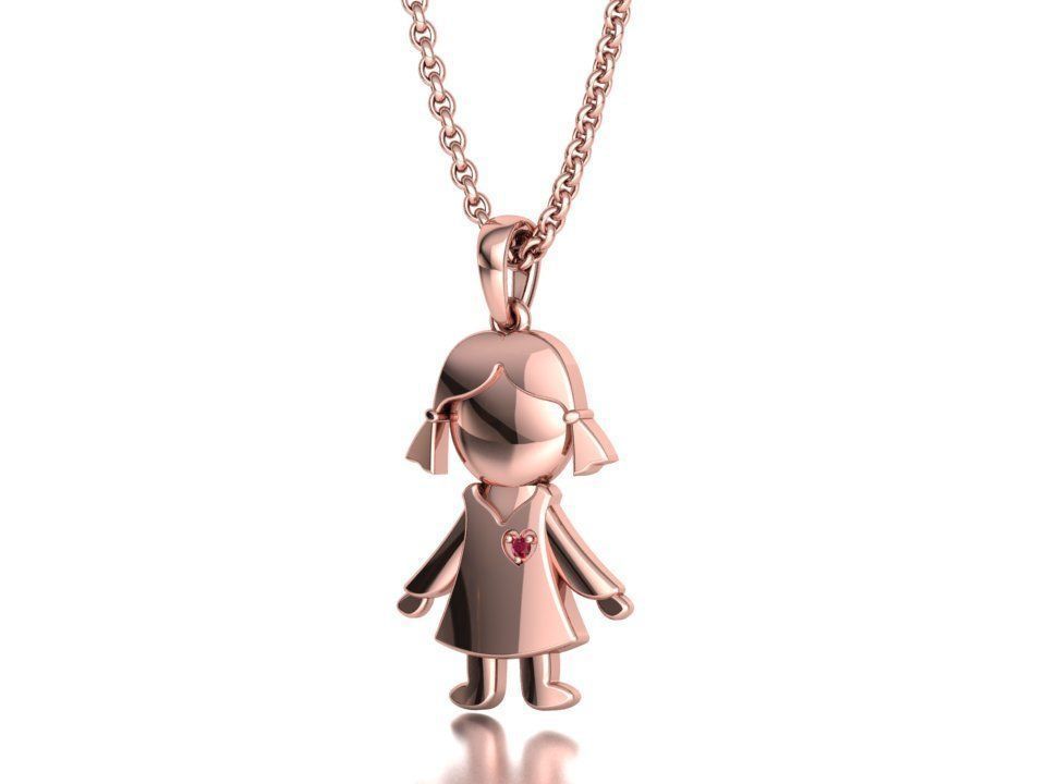 GIRL and BOY PENDANTS BIRTH NECKLACES CHILD PENDANT 3D Model Collection_9