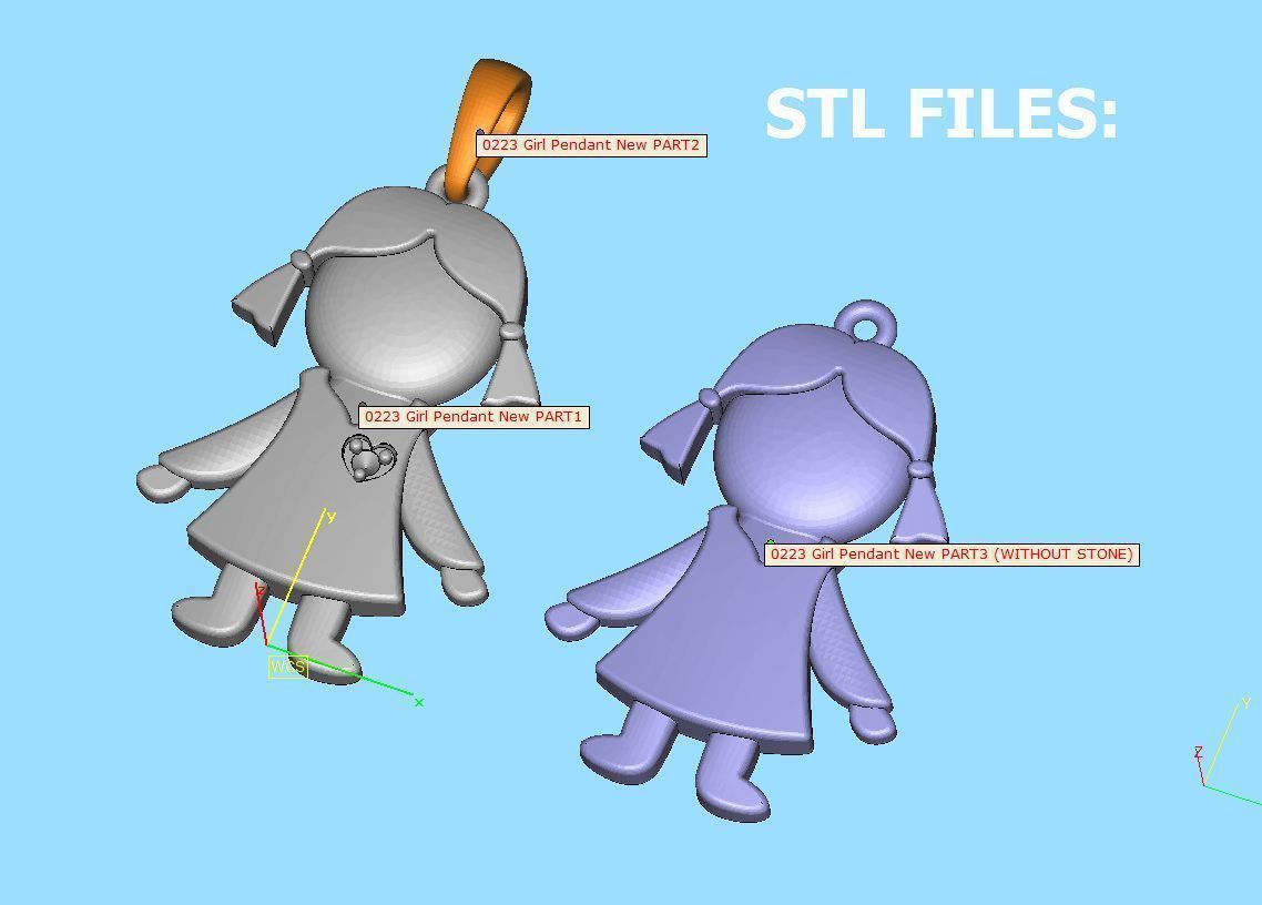 GIRL and BOY PENDANTS BIRTH NECKLACES CHILD PENDANT 3D Model Collection_16