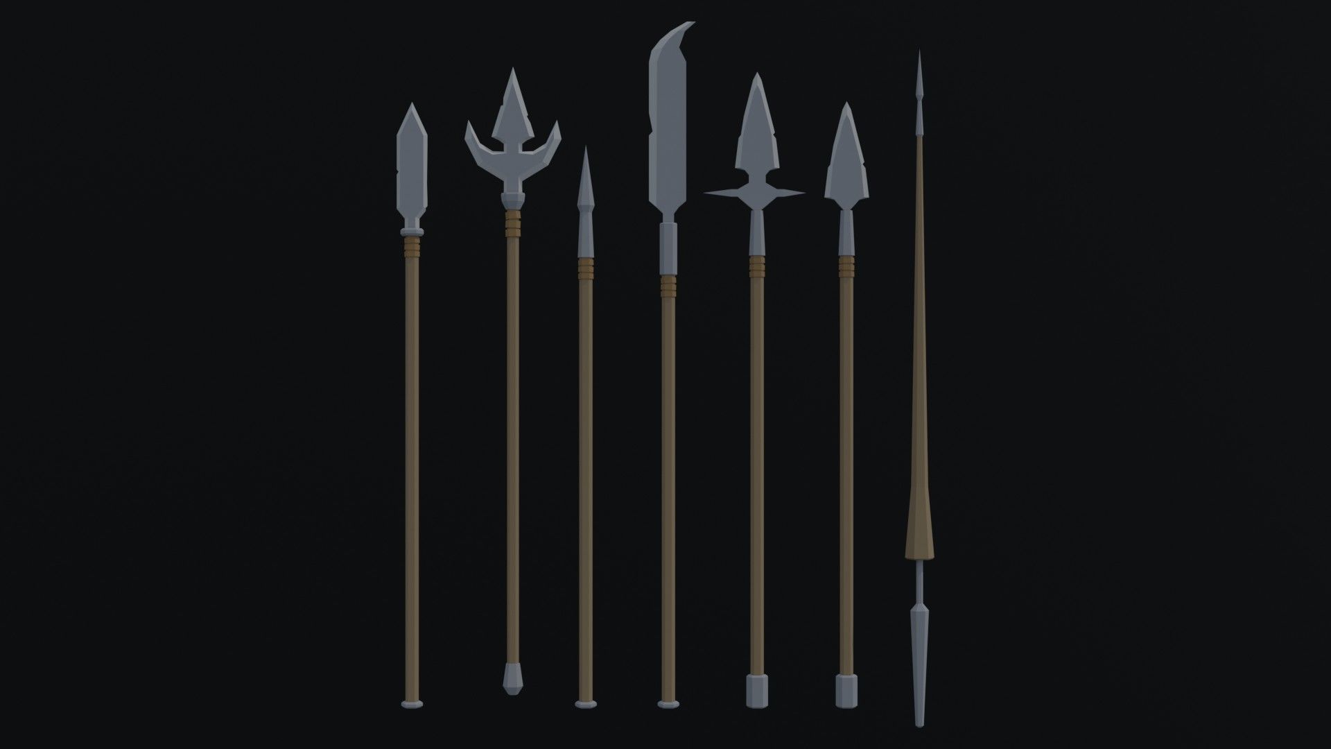 Cartoon medieval weapons Polygonal Style Low-poly 3D model_3