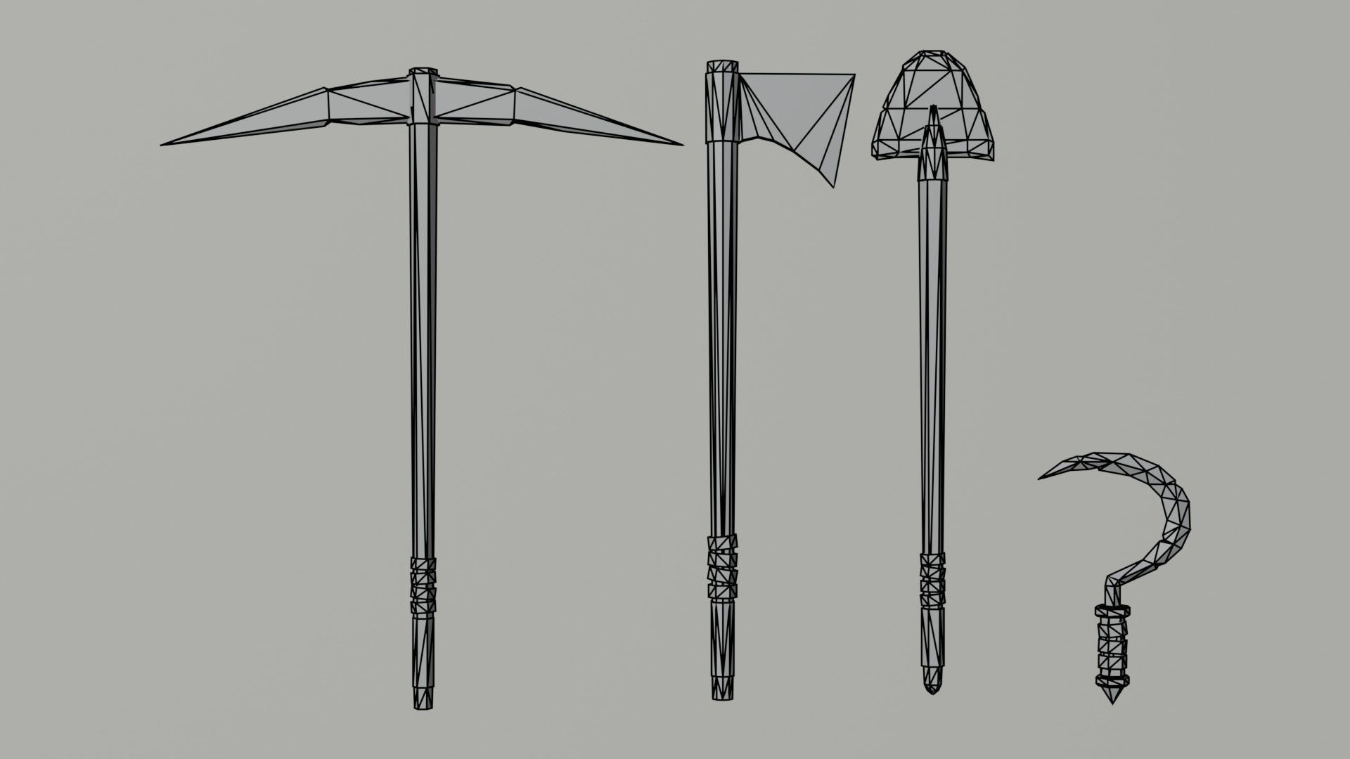 Cartoon medieval weapons Polygonal Style Low-poly 3D model_13