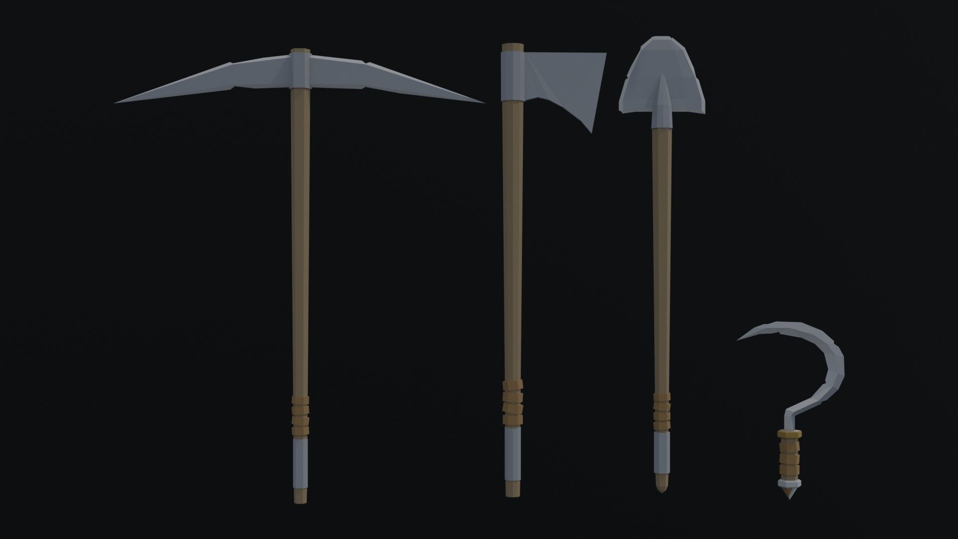 Cartoon medieval weapons Polygonal Style Low-poly 3D model_7