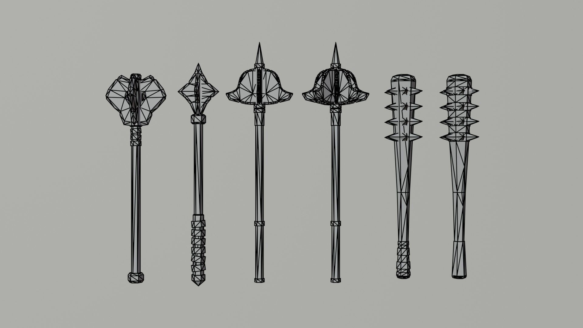 Cartoon medieval weapons Polygonal Style Low-poly 3D model_10