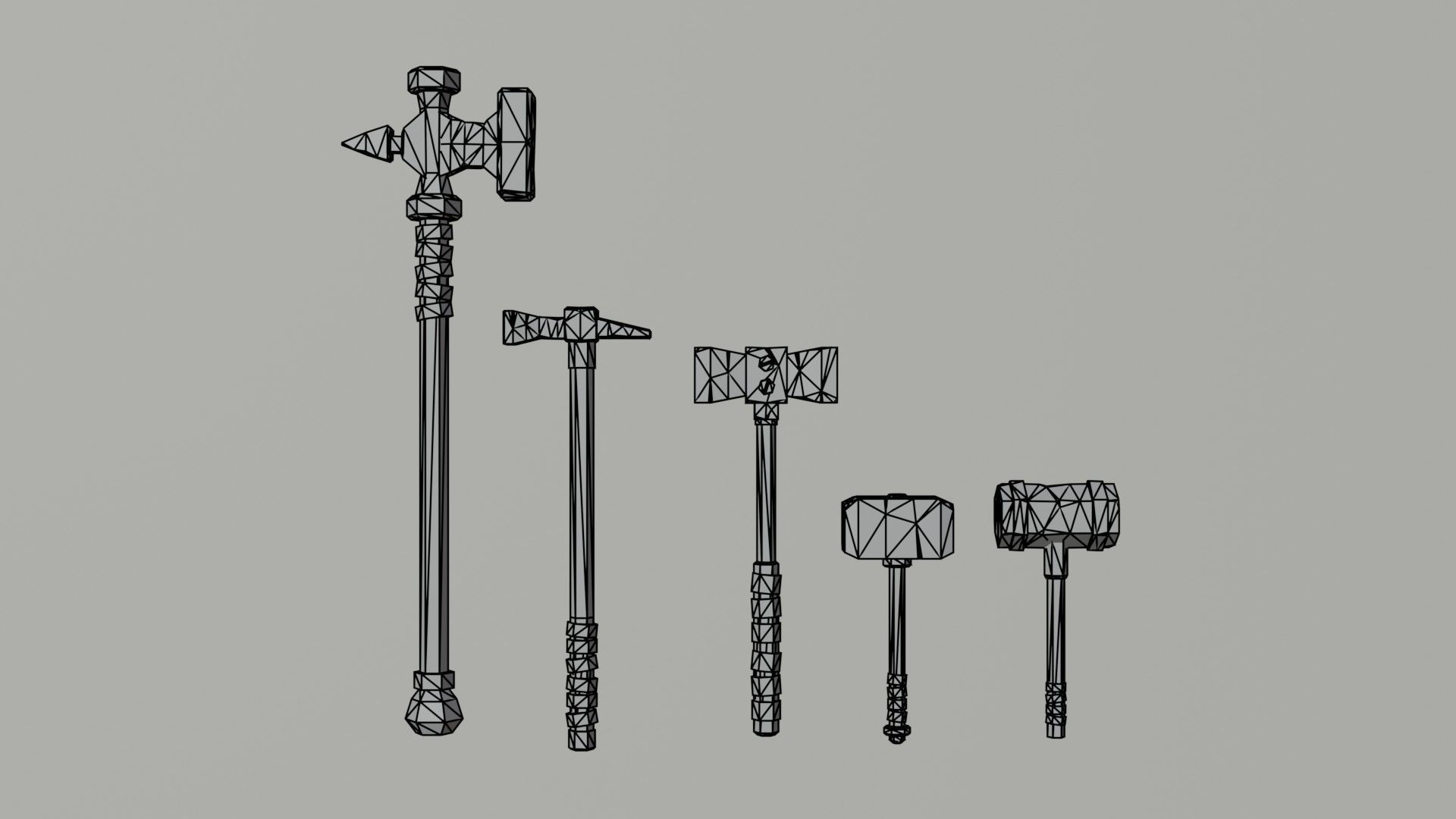 Cartoon medieval weapons Polygonal Style Low-poly 3D model_11