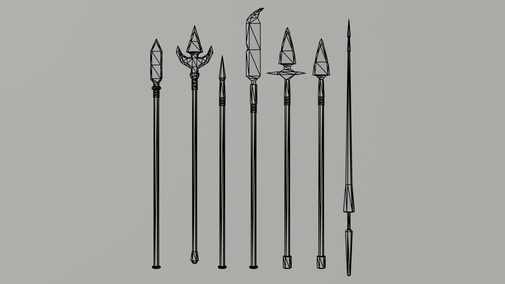 Cartoon medieval weapons Polygonal Style Low-poly 3D model_9