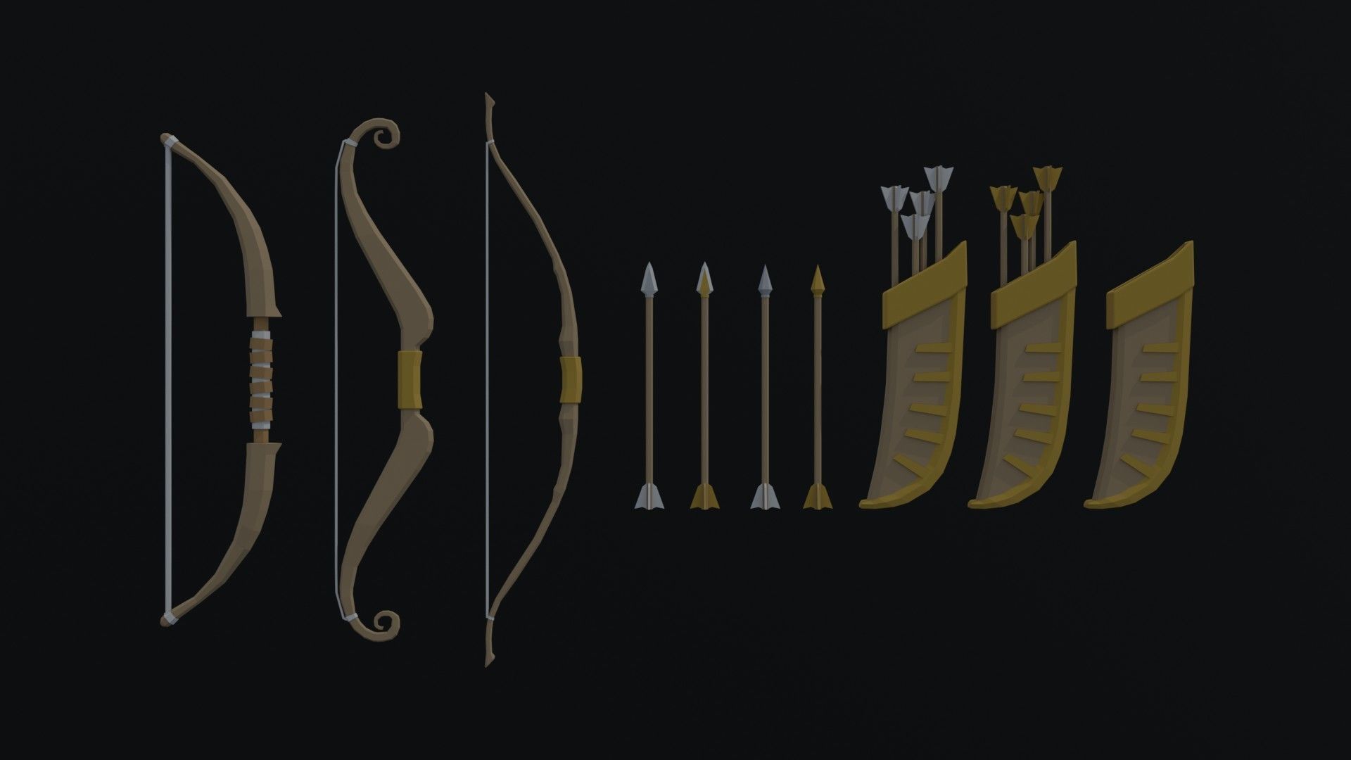 Cartoon medieval weapons Polygonal Style Low-poly 3D model_6