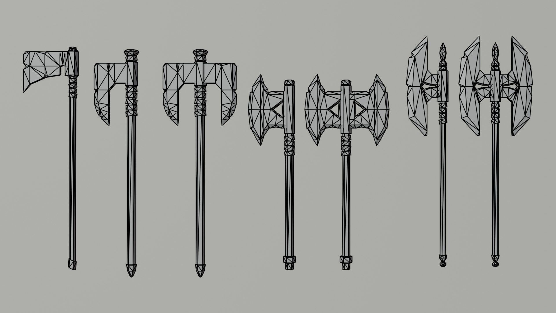 Cartoon medieval weapons Polygonal Style Low-poly 3D model_14