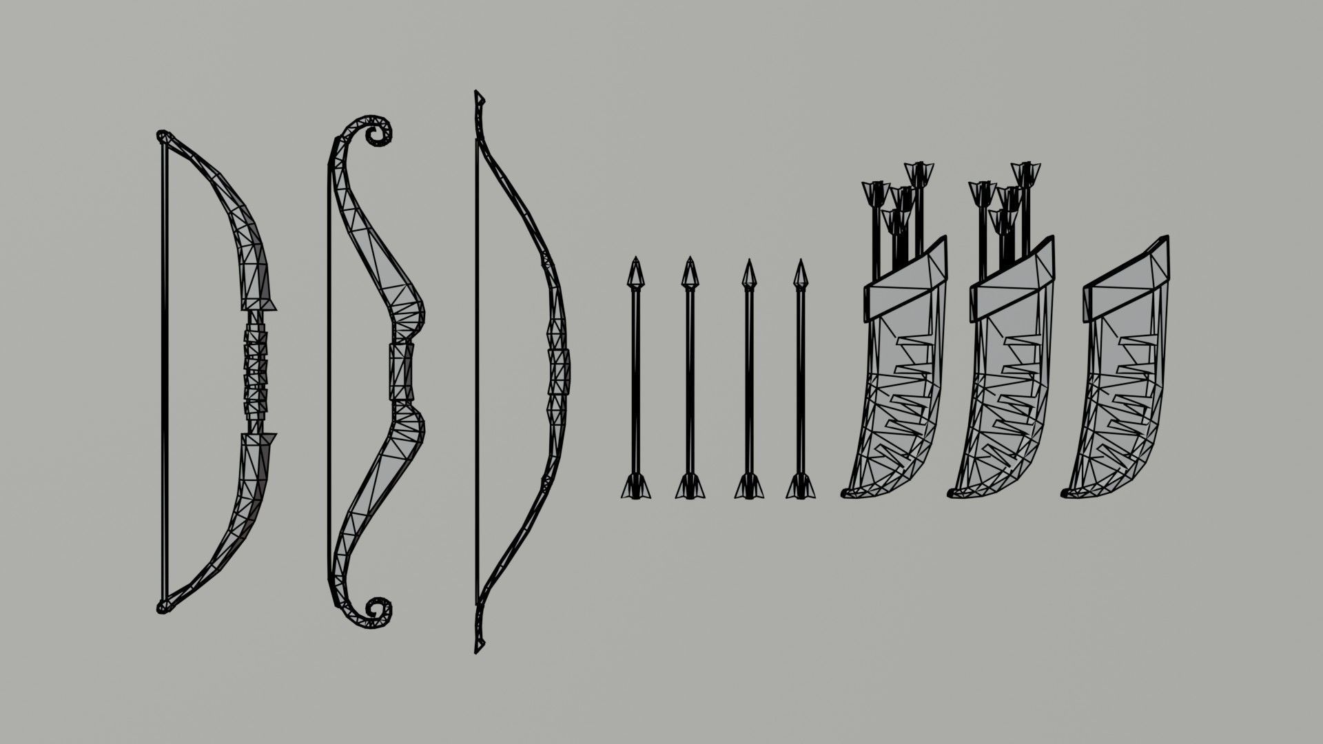 Cartoon medieval weapons Polygonal Style Low-poly 3D model_12