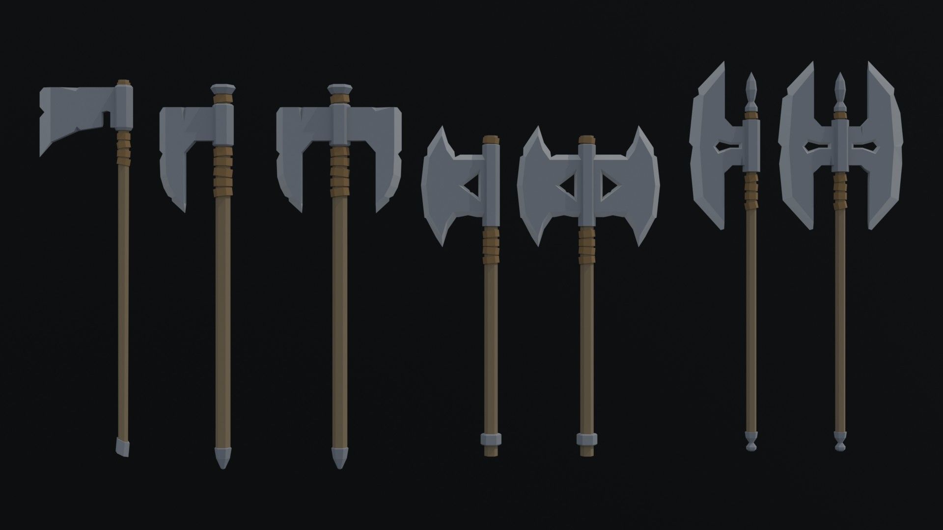 Cartoon medieval weapons Polygonal Style Low-poly 3D model_8