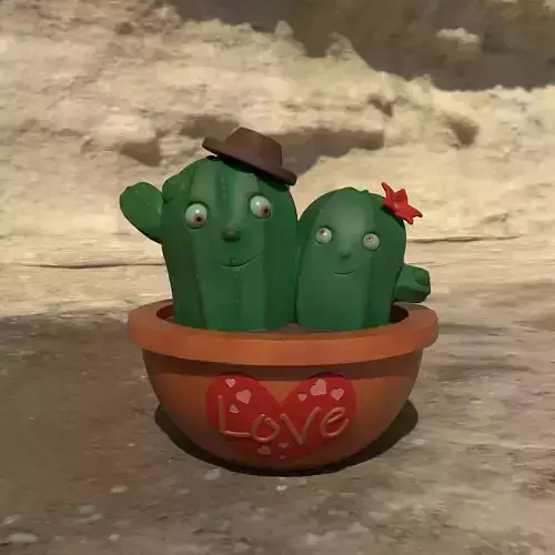 Cactus in Love 3D print model
