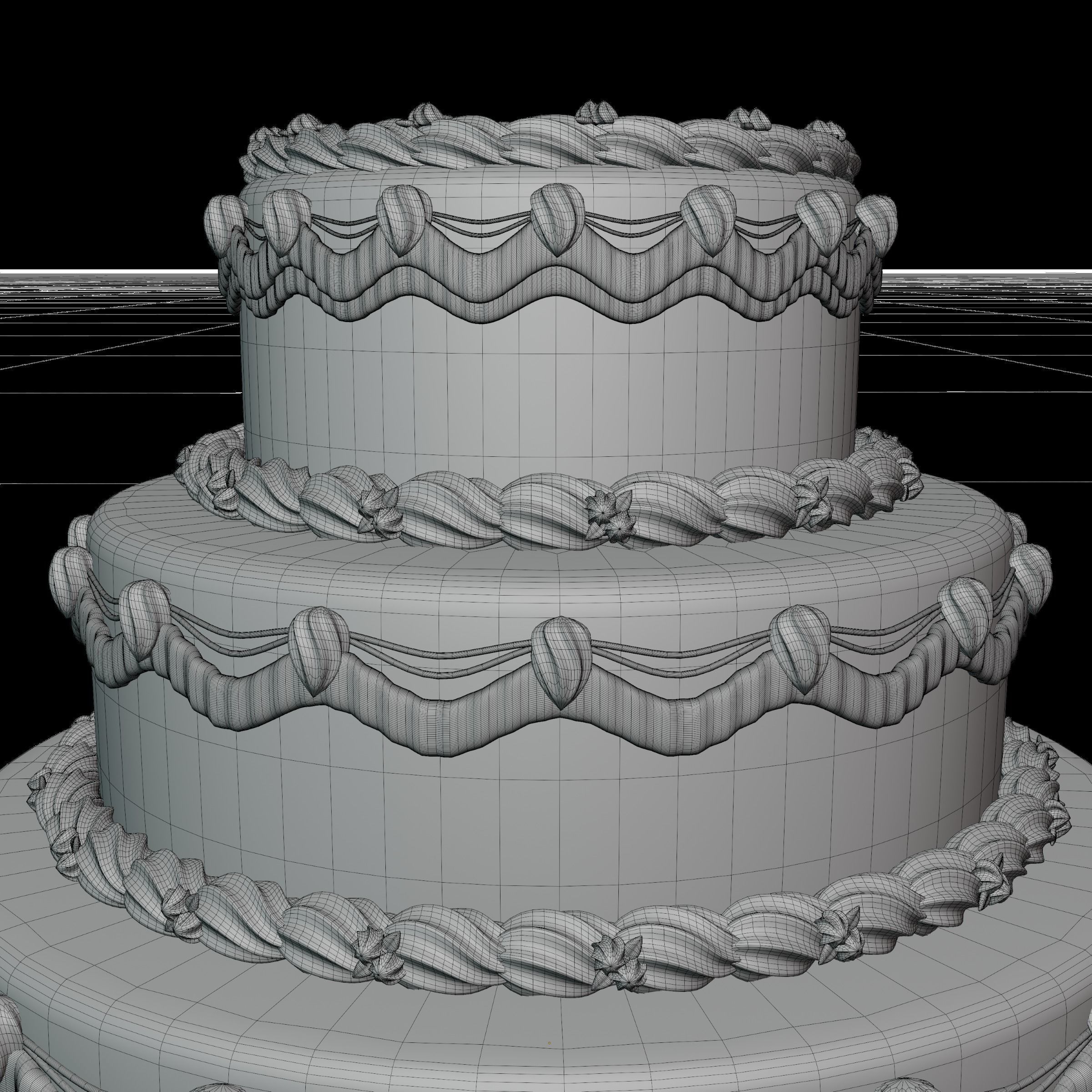 Wedding Cake Low-poly 3D model_3