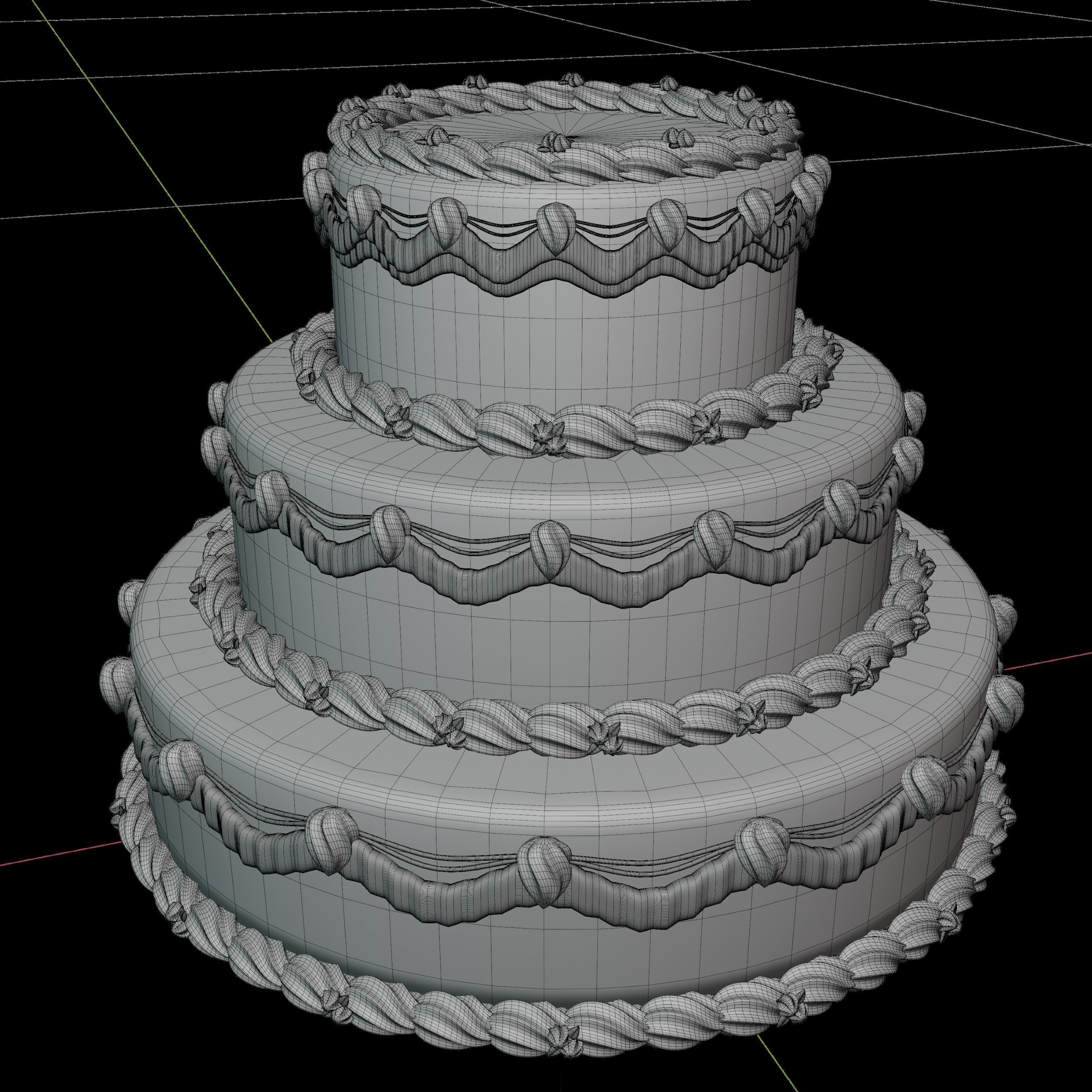 Wedding Cake Low-poly 3D model_1