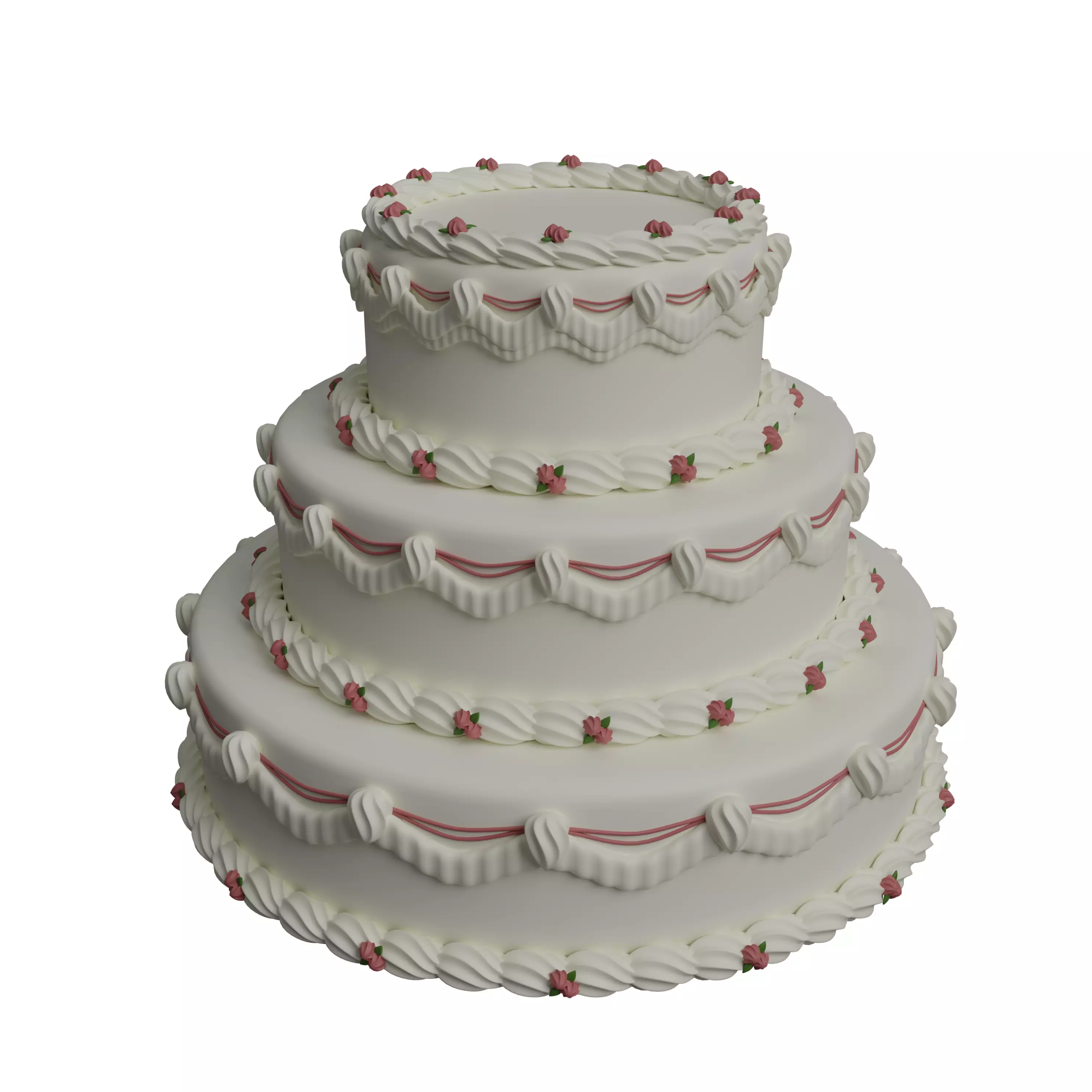 Wedding Cake Low-poly 3D model_0
